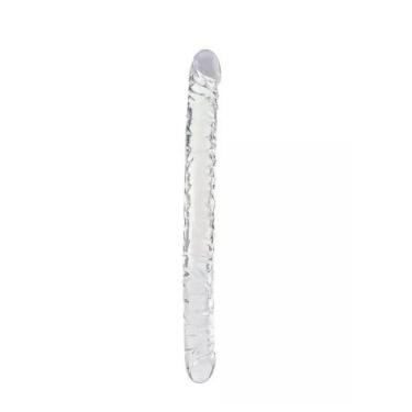 Imagem de Consolo Duplo Realístico em Silicone, 37,5 cm, Dupla Penetração, Transparente