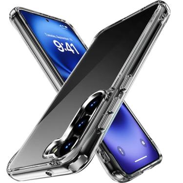 Imagem de CANTONG Capa de telefone antiamarelamento para Samsung Galaxy S23 de 6,1 polegadas, proteção da câmera traseira, capa resistente, compatível com carregamento sem fio