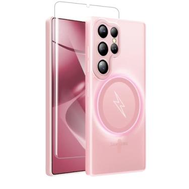 Imagem de TSEHHOL Capa para Samsung Galaxy S24 Ultra com protetores de tela e capa completa para câmera, capa magnética para Samsung S24 Ultra Drop à prova de choque fosca translúcida capa para Galaxy S24 Ultra