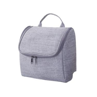Imagem de Bolsa de higiene pessoal Propertício de grande capacidade Oxford Travel Banheiro Organizador pendurado Bolsa de armazenamento para viajar viagens de negócios de férias (Cinza)