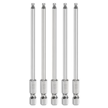 Imagem de HARFINGTON 5 peças de chave de fenda sextavada de ponta esférica H3 (3 mm) cabeça 1/10.2 cm haste sextavada 100 mm (4") de comprimento magnético S2 aço métrico chave de fenda chave de broca soquete