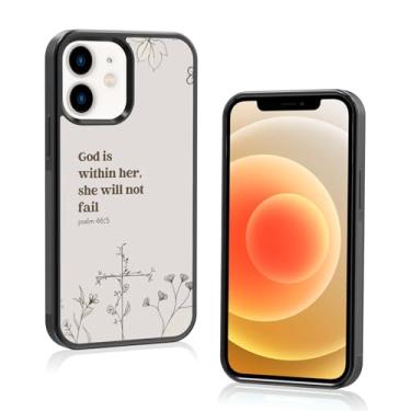 Imagem de Axulimin [God is Within Her She Will Not Fail Psalm] Bíblia cristã feminina preta capa de telefone para iPhone 12 Mini (5,4 polegadas)