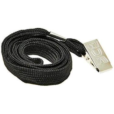 Imagem de Cordao Para Cracha Tecido Preto C/Presilha Jacare - KIT