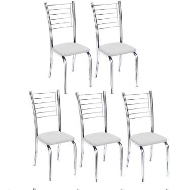 Imagem de Kit 5 Cadeiras Vanessa Cromada Para Cozinha Assento Corino