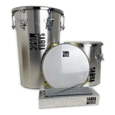 Imagem de Kit samba music rebolo conico, repique, reco-reco e pandeiro - PHX
