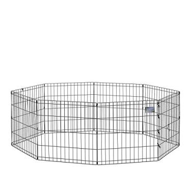 Imagem de MidWest Homes for Pets Caneta dobrável de metal para exercícios de cachorro/cachorro, cercadinho interno/externo sem porta, oferece 40 metros quadrados de espaço para brincar, 61 cm de altura, preto