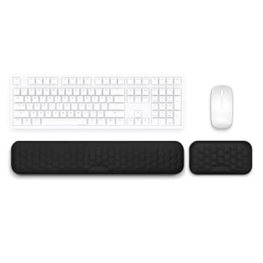 Imagem de MAAOBR Conjunto de apoio de pulso para teclado em espuma viscoelástica Suporte ergonômico para teclado e mouse para alívio da dor na digitação, conforto para escritório(Preto,L-44x8x2cm)
