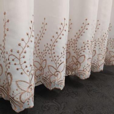 Imagem de Cortina Para Quarto/Janela Voal Bordada Com Forro 6,00x2,50 Luxo - Sal