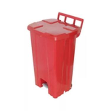 Imagem de Lixeira Quadrada Plastica De 100 Litros Com Roda E Pedal - JSN, Vermel