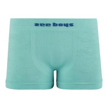 Imagem de Cueca Boxer Infantil sem Costura em Jacquard Astronauta Verde Turquesa