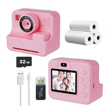 Imagem de Câmera de impressão instantânea de 32 GB para crianças com impressão de fotos e HD 1080p, brinquedo portátil para crianças de 3 a 12 anos, presente de aniversário para meninas e meninos (rosa)