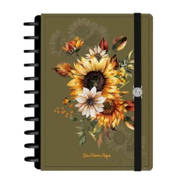 Imagem de Caderno De Disco Inteligente Personalizado Iscool G+ Floriografia Girassóis Verde