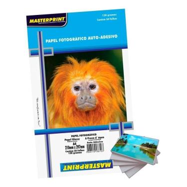 Imagem de 2X Papel Fotográfico Adesivo 130G A4 Brilhante 50 Folhas Glo