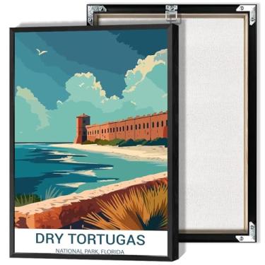 Imagem de Dry Tortugas National Park Poster Florida Travel Canvas Wall Art Retro Outdoor Lover Nature Coastal Scenic Prints Pintura para sala de estar quarto escritório decoração de parede 30 x 40 cm sem