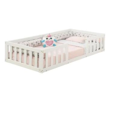 Imagem de Cama Infantil Solteiro Com Grade Bia Atacadão Maray, Branco Neve
