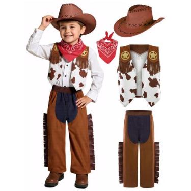 Imagem de Conjunto de fantasias Sicypoty Kids Cowboy de 3 a 4 anos com chapéu, b