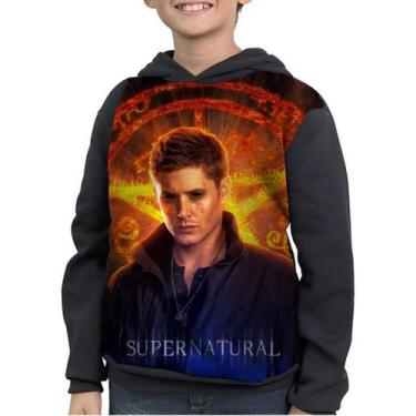 Imagem de Casaco Moletom Infantil Supernatural Dean Winchester - smoke, Preto, 1