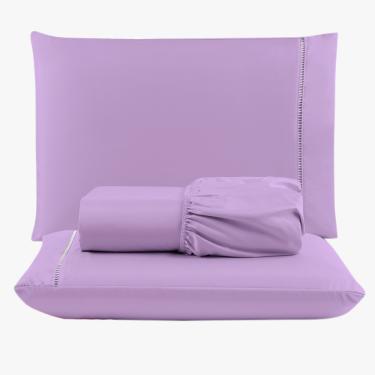 Imagem de Jogo de Lençol Peletizado 400 Fios King 3 Peças - Casa - Hotel - Pousada - Lilás