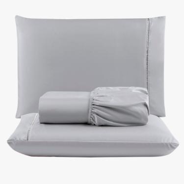 Imagem de Jogo de Lençol Peletizado 400 Fios Casal 3 Peças - Casa - Hotel - Pousada - Cinza