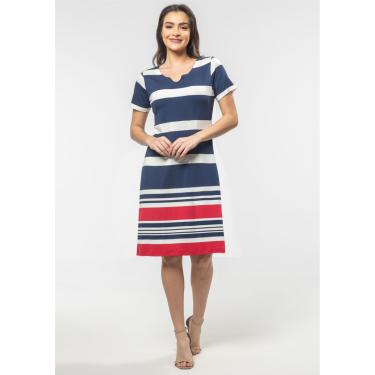 Imagem de Vestido Pau a Pique Listrado Azul Marinho e Vermelho