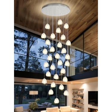 Imagem de ABTTOI Lustre de cristal moderno de teto alto 449.6 cm 36 luzes grandes lustres luminária LED para escadas, foyers, salas de estar, villas
