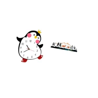 Imagem de Fenteer Lindo Relógio de Parede de Madeira com Desenho de Pinguim E Veado, Escultura para Pendurar No Quarto, Jardim, Cerca, área Externa, Decoração