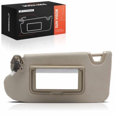 Imagem de A-Premium Viseira solar do lado esquerdo do motorista compatível com Nissan Altima 2013 2014 2015 2016 2017 2018, com luz espelhada e suporte de cartão, bege