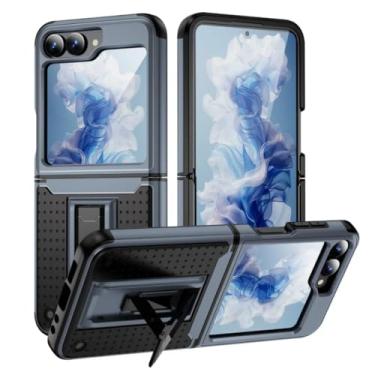 Imagem de Capa rígida de plástico para Galaxy Z Flip5, capa protetora à prova de choque (para Galaxy Z Flip5/preto e cinza)