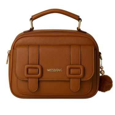 Imagem de Bolsa Bag Feminina Transversal Tiracolo Baú Média Couro Pu QUBCCUM (Marrom Escuro)