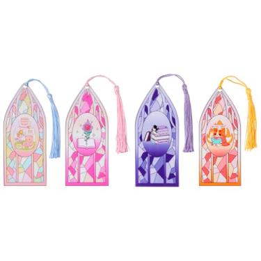 Imagem de Marcador de livro acrílico para janela de vitral, material acrílico transparente, urso fofo, gato, leitura, rosa, design de livro, acessórios para livros para amantes, material escolar, presente de