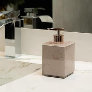 Imagem de Saboneteira Líquido 250ML Porta Sabonete Decorativo De Vidro EFEITO MÁRMORE Porta Álcool Gel Porta Sabonete Líquido (Rose e rose,Unid)