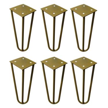 Imagem de Kit 6 Pés de Metal 15 CM Hairpin Legs Mesas de Centro Puffs Dourado