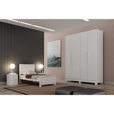 Imagem de Guarda Roupa Solteiro 4 Portas 2 Gavetas - Canadá-branco - Leifer Móveis