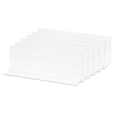 Imagem de Divisórias de prateleira tipo L, organizador de prateleira de armário transparente PVC para armário de cozinha, estante, escritório, supermercado, 20 x 3 x 6 cm, pacote com 6