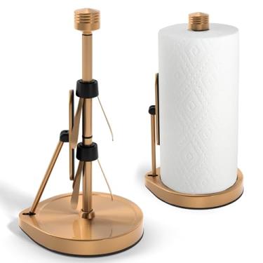 Imagem de Suporte de toalha de papel de braço de tensão de aço inoxidável - Operação fácil com uma mão - Este modelo de bancada resistente de papel toalha de papel pesado tem ventosas e comporta todos os rolos