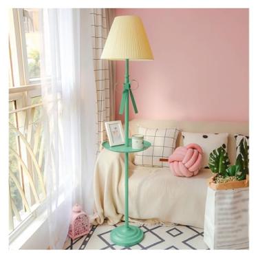 Imagem de Luminária de chão Candeeiro de pé moderno com mesa bandeja, candeeiro para sala estar, quarto, escritório, casa(Yellow-Green)