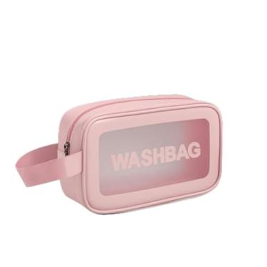 Imagem de Bolsa de higiene transparente, bolsa de maquiagem, impermeável e à prova de poeira, armazenamento de cosméticos sem esforço, rosa, P