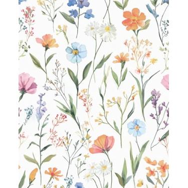 Imagem de Sevalo Papel de parede floral para contato floral boho floral para gavetas de armários papel de contato botânico flores silvestres papel de parede autoadesivo removível quarto banheiro berçário fofo