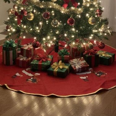 Imagem de Saia Árvore Natal 90cm Grande Tapete Base Decorativo Noel Vermelho Pap