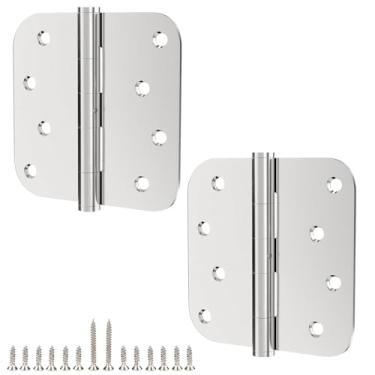 Imagem de Pacote com 2 dobradiças de porta de níquel escovado, dobradiças de porta de níquel acetinado de 9 cm, prata resistente interior/exterior de ferro para casa de galpão de cozinha