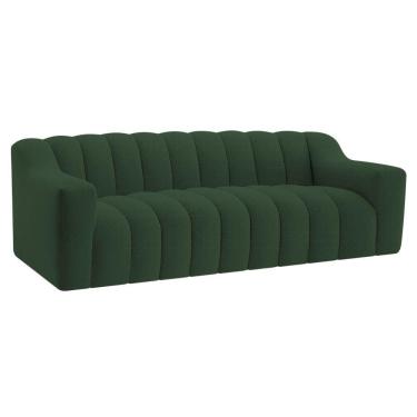Imagem de Sofá 2 Lugares Luxo Recepção Escritorio Sala Elegance 150cm Linho Verde