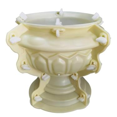 Imagem de Molde de vaso de flores com padrão 3D, molde redondo de plástico para suculentas, liso, clipes para montagem, ideal para vasos de cimento e argila DIY