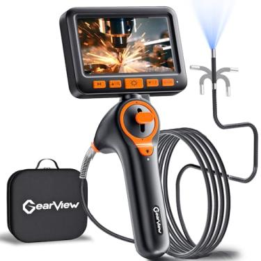 Imagem de GearView Câmera articulada para boroscópio com luz, mira de inspeção de direção dupla de 210° com tela 1080P de 5 polegadas, sonda à prova d'água IP67 de 6,2 mm, 6 luzes de LED, zoom 3X, para