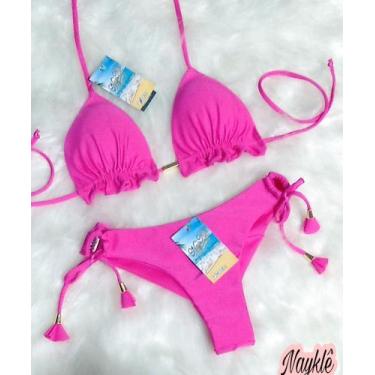 Imagem de Biquini Cortininha com Calcinha Fio Duplo - Nayklê Moda Praia, Pink, M