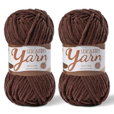 Imagem de Pacote com 2 fios de veludo fofo para crochê, cobertor de bebê macio para crochê, fios amigurumi de 100 g, fios de crochê de chenille de pelúcia, fio de quebra-cabeça para artesanato de tecelagem de