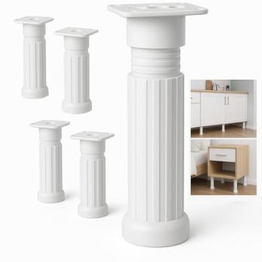 Imagem de Kit 10 Unidades Pé Para Armário de Cozinha Pia Balcao Móveis no Geral Com Altura Ajustavél de 17cm até 24 Branco