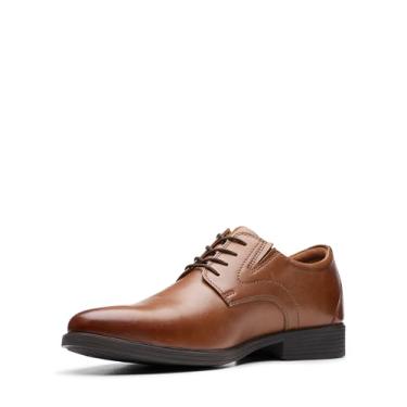Imagem de Clarks Derby Sapato Oxford masculino com cadarço, Lea marrom escuro, 8.5