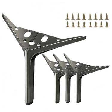 Imagem de SWTOOL Pernas de móveis de metal preto de 12 cm, pés de móveis triangulares resistentes, faça você mesmo, pernas de substituição modernas para armário, sofá, poltrona, conjunto com 4 (preto arma, 10