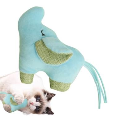 Imagem de Rrlihjgu Brinquedos Para Gatos Com Catnip - Brinquedos Interativos Para Gatos Com - Brinquedo de Pelúcia Elefante Para Entretenimento de Para Mordedura e Arranhado Estimulante,Estimulação
