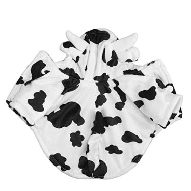 Imagem de Zerodis Jaqueta de Inverno Com Capuz para Cachorro, Pelúcia Confortável, Design de Vaca para Cães Pequenos e Médios, Ideal para Atividades Internas e Externas, Roupa para Cães (M)